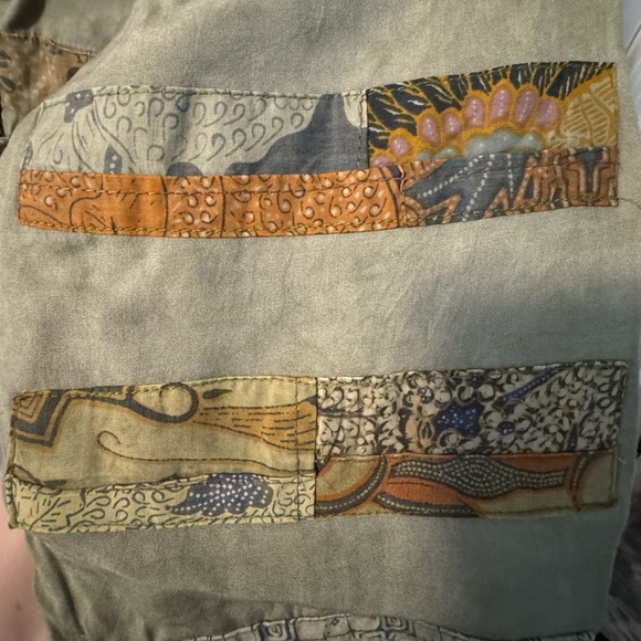 Vintage Patchwork Cropped Jacket Boho Hippie Colorful Nativewear Designs Sage SM - Picture 10 of 16